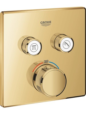 Grohe Grohtherm Smartcontrol Çift Valfli Akış Kontrollü, Ankastre Termostatik Duş Bataryası Cool Sunrise - 29124GL0
