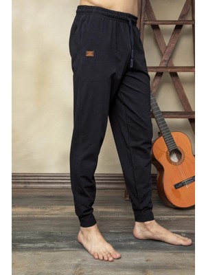 Kly Erkek Siyah Paça Lastikli Penye Pijama Altı