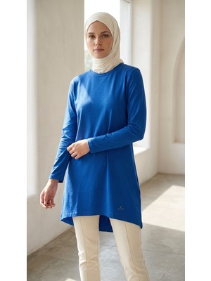 Plistre 2305_KADIN Bisiklet Yakalı Uzun Kollu Süprem Tunik %100 Pamuk