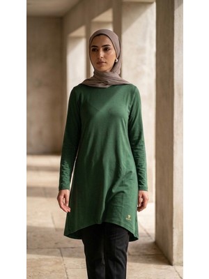 Plistre 2305_KADIN Bisiklet Yakalı Uzun Kollu Süprem Tunik %100 Pamuk
