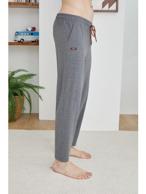 Kly Erkek Pamuklu Yandan Cepli Düz Bağcıklı Pijama Alt