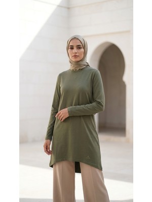 Plistre 2305_KADIN Bisiklet Yakalı Uzun Kollu Süprem Tunik %100 Pamuk