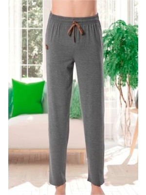 Kly 120 Erkek Gri Düz Renk Pamuklu Cepli Tek Alt Pijama