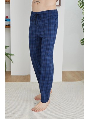 Kly Büyük Beden Erkek Ekose Tek Pijama Pantolon