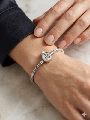 Celikchi Kadın Charm Için Uygun Taşlı Taç Model Çelik Bileklik