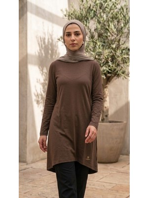 Plistre 2305_KADIN Bisiklet Yakalı Uzun Kollu Süprem Tunik %100 Pamuk