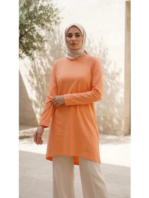 Plistre 2305_KADIN Bisiklet Yakalı Uzun Kollu Süprem Tunik %100 Pamuk