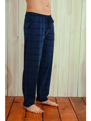 Kly Ince Tek Alt Ekoseli Penye Pamuk Pijama