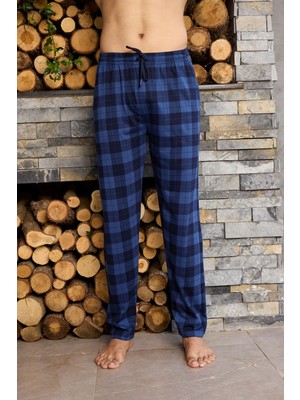 Kly Orta Kalin Penye Ekose Tek Pantolon Pijama %100 Pamuk