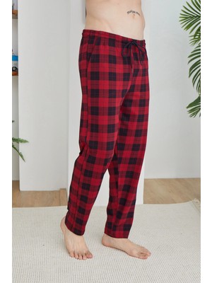 Tek Alt Kareli Desen Pantalon Kly 306 Kırmızı