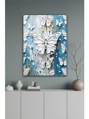 KutuTR Modern Sanat Kelebek Temalı Temperli Cam Tablo 2d Uv Baskı - YCT375