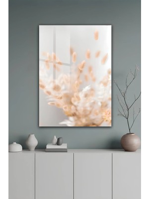 KutuTR Modern Soft Tavşan Kuyruğu Otu Tasarımlı Temperli Cam Tablo 2d Uv Baskı - YCT405