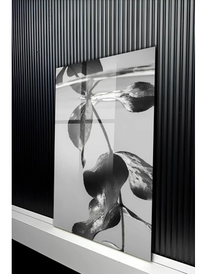 KutuTR Minimalist ve Lüks Detaylı Botanik Temalı Temperli Cam Tablo 50X70 cm 2d Uv Baskı - YCT270