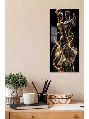 KutuTR 3D Görünümlü Temperli Cam Tablo – Zarif Dans Eden Çift Temalı Uv Baskı 30X60 cm - DCT132