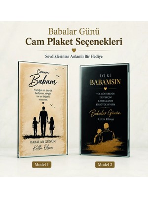 KutuTR Babalar Günü Hediyesi Cam Plaket 20X30 cm Canım Babam Dekoratif Masaüstü Tablo