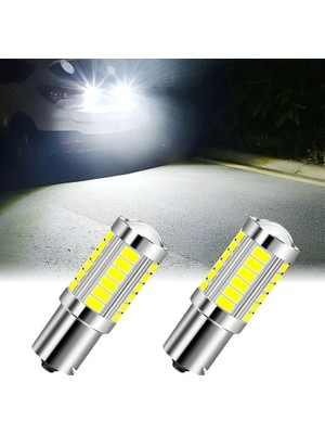 Vlotho P21W Beyaz Mercekli LED 93 Sinyal Stop Ampul 33 LED 12V Tek Duy Düz Tırnak