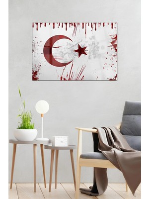 KutuTR Çanakkale Temalı Türk Bayrağı Temperli Cam Tablo 50X70 cm 2d Uv Baskı - YCT044