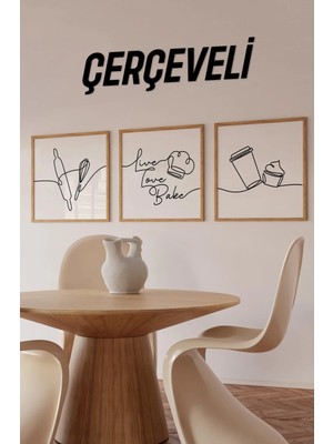 KutuTR Ahşap Çerçeveli Mdf Kare Tablo Seti Mutfak Için