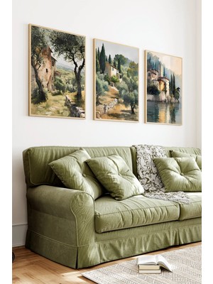 KutuTR Ahşap Çerçeveli 2d Uv Baskı 3'lü Tablo Set–manzara Temalı- CRV1277