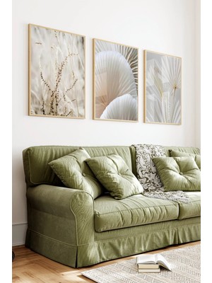KutuTR Ahşap Çerçeveli 2d Uv Baskı 3'lü Tablo Set–bohem Doğa Temalı- CRV1395
