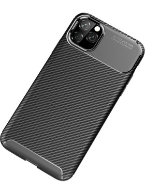 iPhone 11 Pro Max Kılıf Auto Focus Karbon Kapak - Siyah