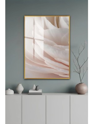 KutuTR Gold Alüminyum Çerçeve Minimal Soyut Çiçek Dokulu Modern Temperli Cam Tablo 2duv Baskı -Gold GCT189