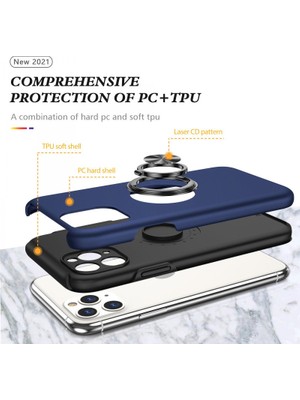 iPhone 11 Pro Max Kılıf Elit Yüzüklü Kapak - Lacivert