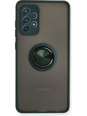 Galaxy A72 Kılıf Montreal Yüzüklü Silikon Kapak - Yeşil