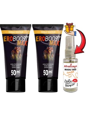 Eroboostmax 2 Tane Erkeklerin Gecesine Özel 50 ml Boost Krem + Afrodizayn Masaj Yağı