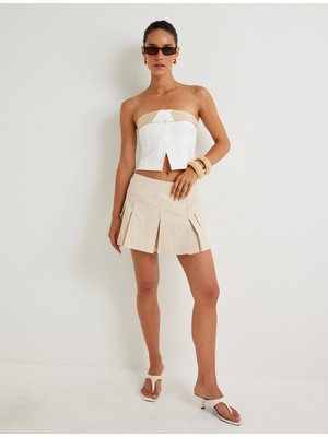 Koton Crop Straplez Büstiyer Kat Detaylı Renk Kontrastlı Slim Fit