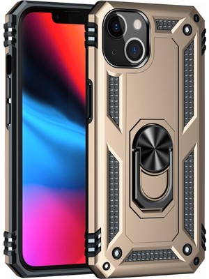 iPhone 14 Kılıf Sofya Yüzüklü Silikon Kapak - Gold