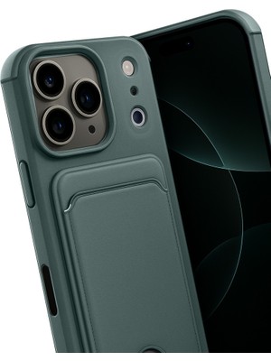 iPhone 17 Pro Max Kelvin Kartvizitli Silikon - Koyu Yeşil
