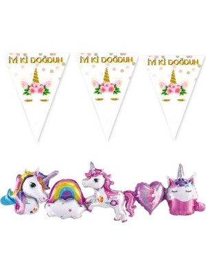 Parti Sürprizi Unicorn Teması Iyi Ki Doğdun Süs Set
