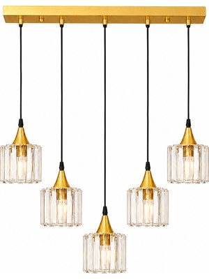 Esslight Azra 5’li Eskitme Kristal Taşlı Salon Mutfak Yatak Odası Avize
