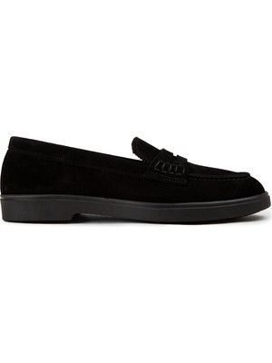 Deery Kadın Hakiki Süet Siyah Loafer Ayakkabı - 02038ZSYHC02
