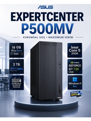 Asus P500MV Intel Core 5 210H 16 GB Ddr5 2 Tb SSD Nvidia Geforce Gt 730 Windows 11 Pro Masaüstü Bilgisayar P500MVCORE5GT730RNP07