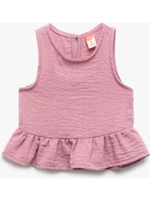 Koton Fırfır Detaylı Kolsuz Bisiklet Yaka Crop Bluz