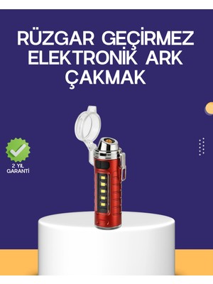 Epilons USB Şarjlı Rüzgar Geçirmez Elektrikli Çakmak El Fenerli