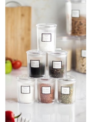 Bezos 6'lı Barok Yuvarlak Baharat Kavanoz Seti & Saklama Kabı & Erzak Kabı (6*250 Ml)