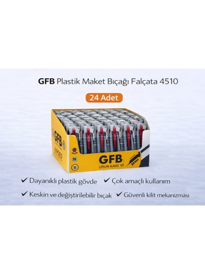 Bezos Gfb Plastik Maket Bıçağı Falçata 4510 Profesyonel Maket Bıçağı 24 Adet
