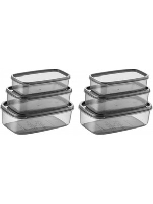 Bezos Oval 6 Parça Hava Almaz Sızdırmaz Saklama Kabı Seti Füme 2X(300/500/800 Ml)