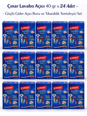 Bezos Çınar Lavabo Açıcı 40 gr x 24 Adet – Profesyonel Güçlü Gider Açıcı Tıkanıklık Temizleyici Set