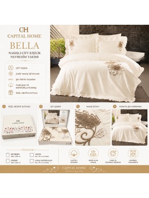 Capital Home Nakışlı Fırfırlı Nevresim Takımı Çift Kişilik