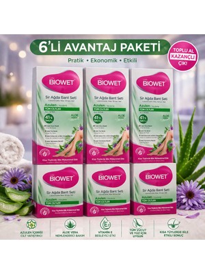 Bezos Biowet Sir Ağda Bant Seti Azulen Aloe Vera Tüm Ciltler Için 41 Parça Kolay Kullanım 6 Paket