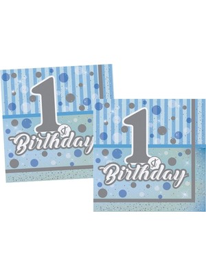 NW NessiWorld THB5121 First Bithday Erkek, 16 Adet Peçete, 33X33CM  /BMP1310THB5121