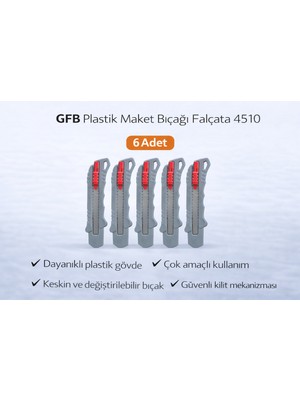 Bezos Gfb Plastik Maket Bıçağı Falçata 4510 Profesyonel Maket Bıçağı 6 Adet