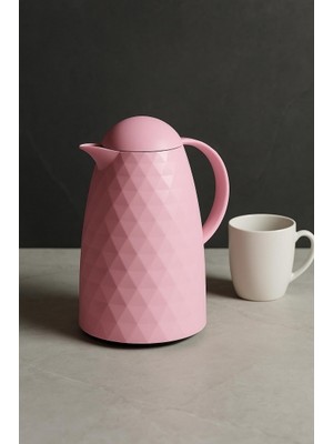 Bezos 1 Lt Akrilik Soft Pembe Çay Termosu 12 Saat Sıcak 24 Saat Soğuk