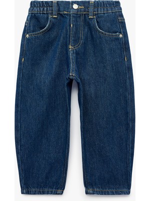 Koton Pamuklu Beli Ayarlanabilir Lastikli Balon Form Denim Pantolon