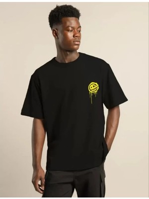 Beruflic Unisex Bisiklet Yaka Baskılı Oversize Tshirt