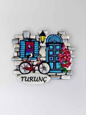 Mundy Turunç Polyester Kabartmalı Magnet  7x6,5cm Şehir Magneti Dekoratif Hediyelik Buzdolabı SÜSÜ(KOD:1288)